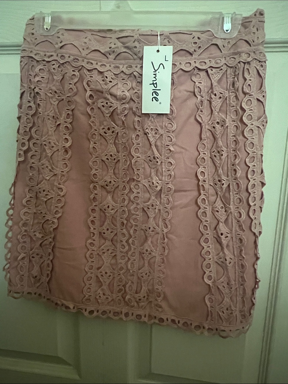Pink Lace Trim Mini Skirt